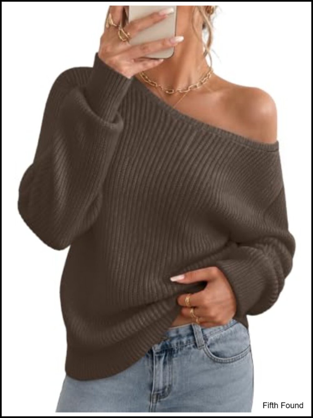 Sipaya Off Shoulder Crochet Knit Sweater Pullover Long Sleeve Drop Shoulder